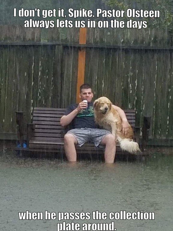A man and his dog are left out in the cold.