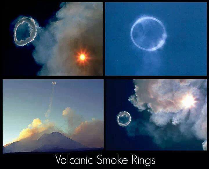 Volcano blowing smoke rings