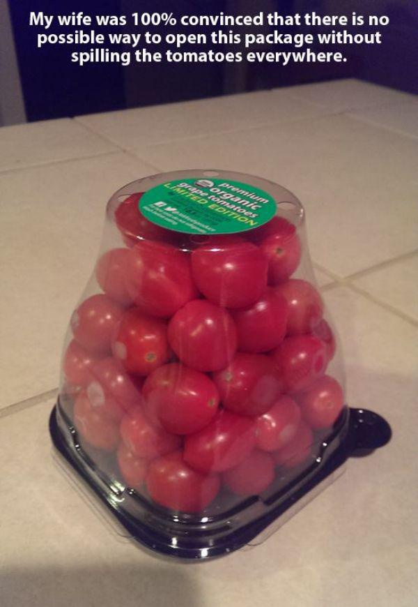 random pic you re so stupid it hurts - My wife was 100% convinced that there is no possible way to open this package without spilling the tomatoes everywhere. in