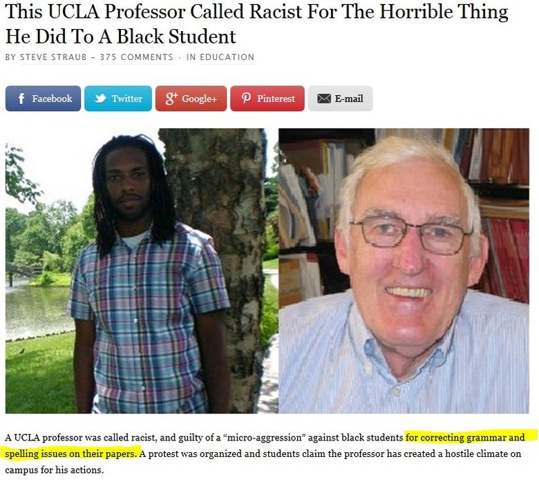 ucla professor called racist for spelling issues - This Ucla Professor Called Racist For The Horrible Thing He Did To A Black Student By Steve Straub 375 In Education f Facebook Twitter 8t Google P Pinterest M Email A Ucla professor was called racist, and