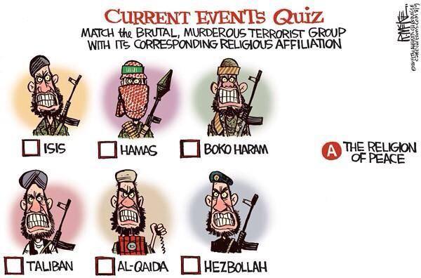 islam is the religion of peace - Current Events Quiz Match the Brutal, Murderous Terrorist Group With Its Corresponding Religious Affiliation At Isis Hamas Boko Haram A The Religion Of Peace an Taliban AlQaida Hezbollah