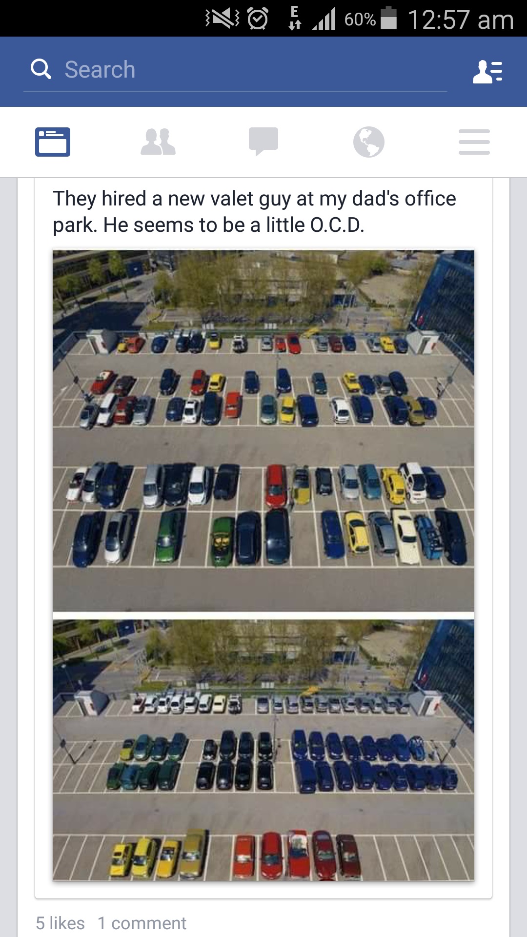 ocd valet parking - No 60% a Search They hired a new valet guy at my dad's office park. He seems to be a little O.C.D. 199956 Deelhe 5 1 comment