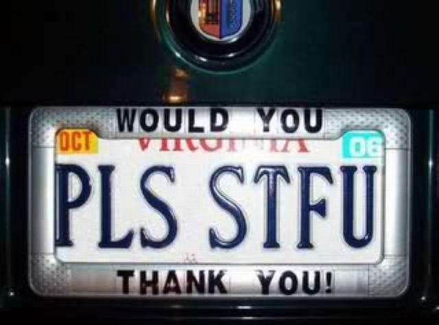 please stfu vanity license plate