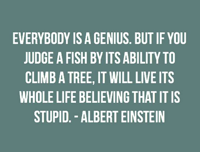 Albert Einstein quote about everyone being a genius