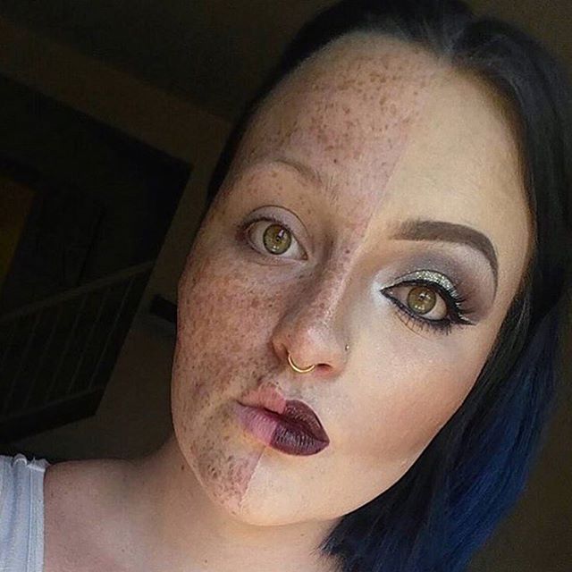 half face of make up