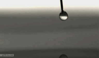 slow motion tiny drop of water into pond