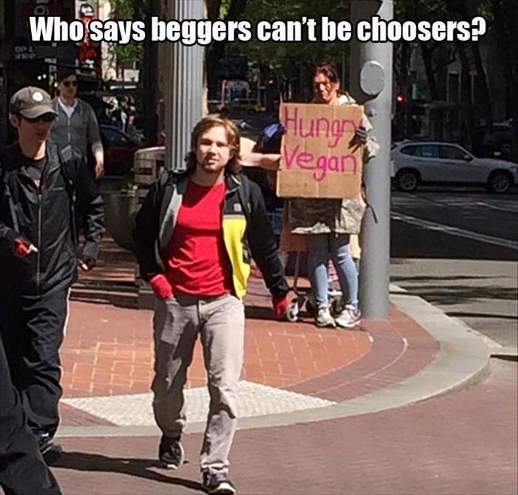 street - Who says beggers can't be choosers? Vegan