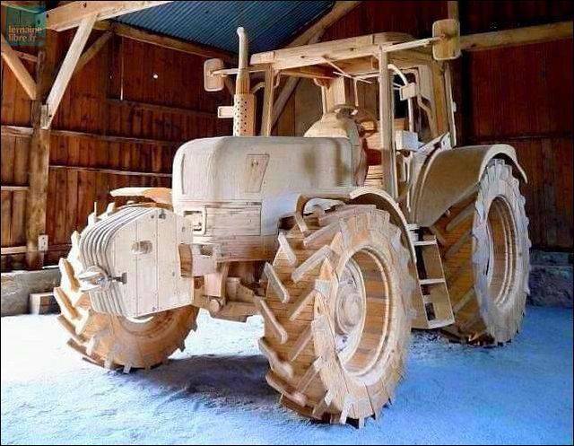 full size tractor made of wood - Bone