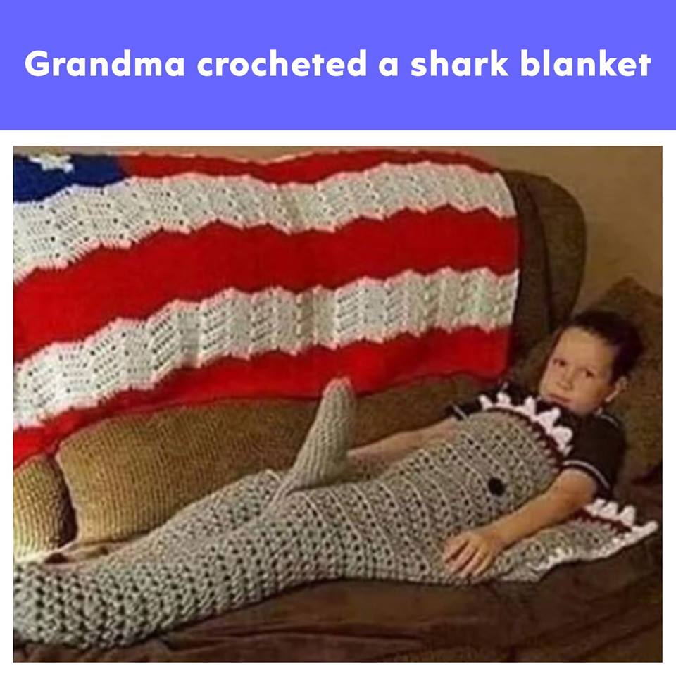 michael jackson kids meme - Grandma crocheted a shark blanket