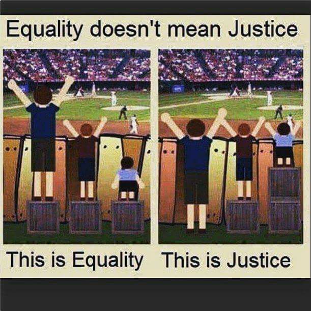 Meme about the difference between equality and justice