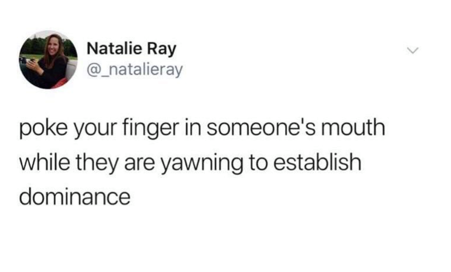 drinking on an empty stomach reddit - Natalie Ray poke your finger in someone's mouth while they are yawning to establish dominance