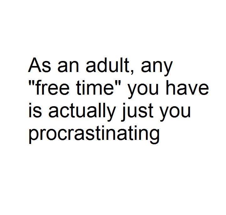 memes - witty quotes - As an adult, any "free time" you have is actually just you procrastinating