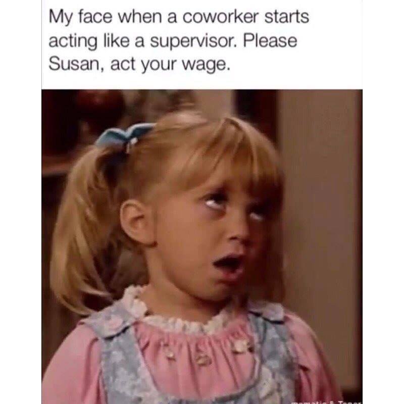 memes - susan memes - My face when a coworker starts acting a supervisor. Please Susan, act your wage.