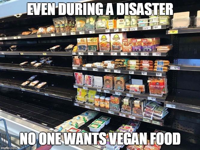 hurricane memes 2019 - Even During A Disaster $3433 No One Wants Vegan Food imgflip.com