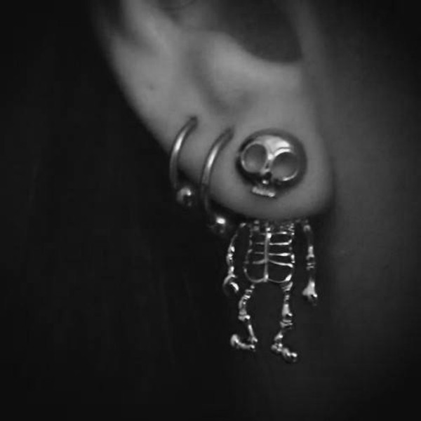 skeleton front and back stud earrings