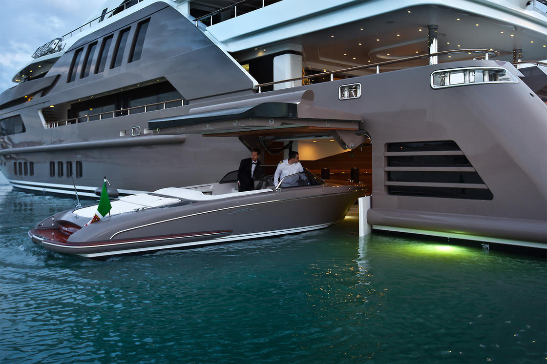 boat with boat garage