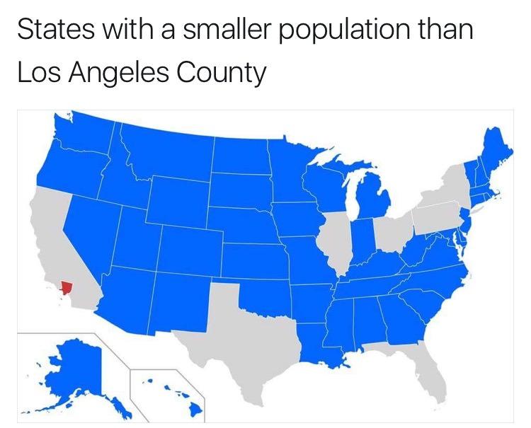 los angeles county population - States with a smaller population than Los Angeles County