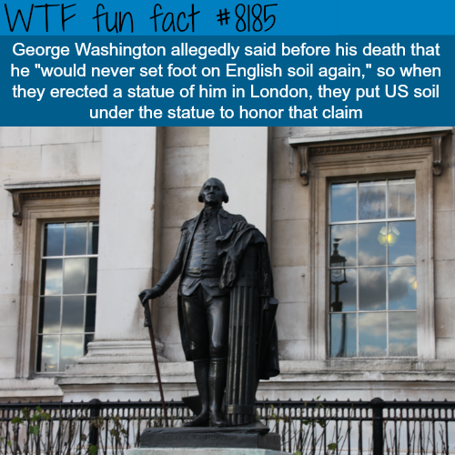 george washington statue london - Wtf fun fact George Washington allegedly said before his death that he "would never set foot on English soil again," so when they erected a statue of him in London, they put Us soil under the statue to honor that claim US