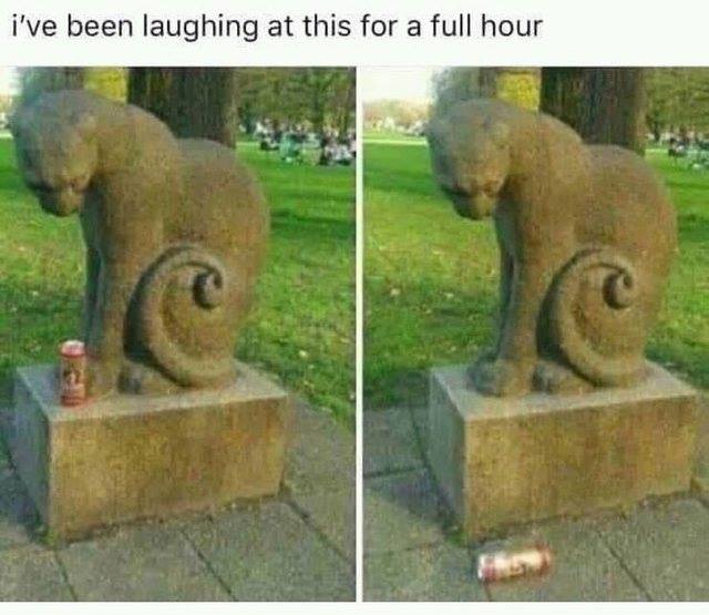 cat statue meme can - i've been laughing at this for a full hour