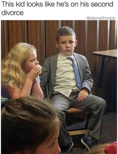 random pics - kid looks like he's on his second divorce - This kid looks he's on his second divorce