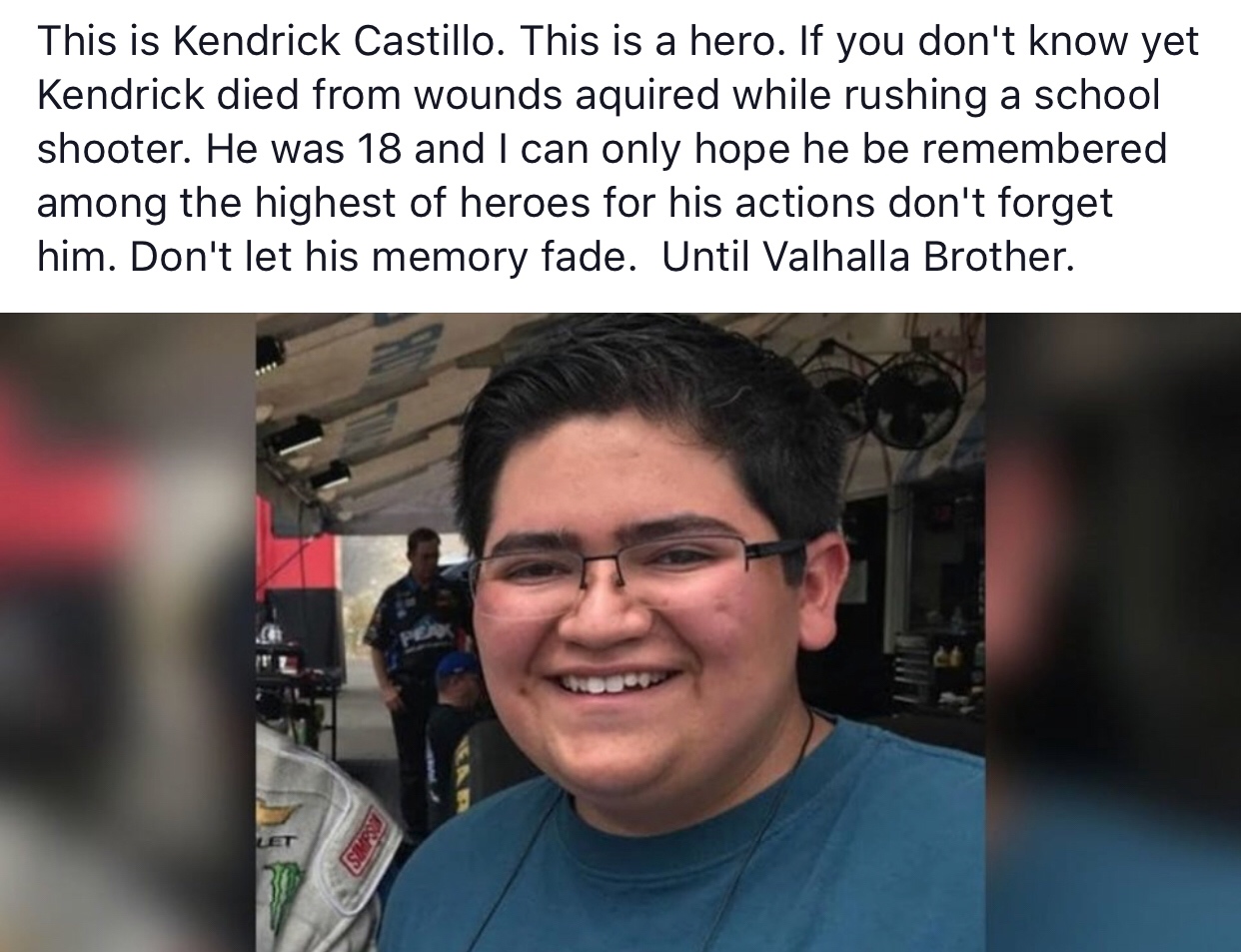 random pics - STEM School Highlands Ranch shooting - This is Kendrick Castillo. This is a hero. If you don't know yet Kendrick died from wounds aquired while rushing a school shooter. He was 18 and I can only hope he be remembered among the highest of her