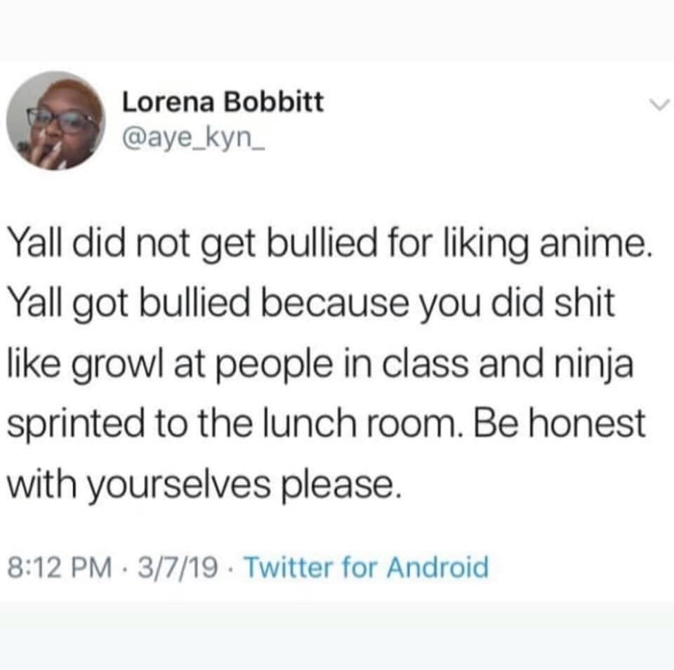 tory lanez twitter j cole - Lorena Bobbitt Yall did not get bullied for liking anime. Yall got bullied because you did shit growl at people in class and ninja sprinted to the lunch room. Be honest with yourselves please. 3719 Twitter for Android