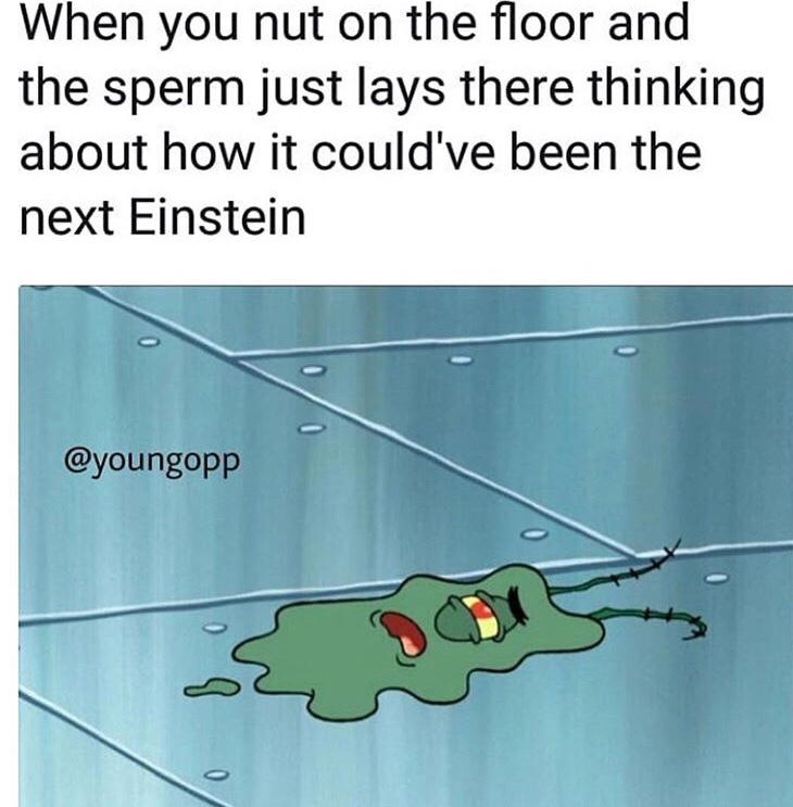 funny memes - you just got owned - When you nut on the floor and the sperm just lays there thinking about how it could've been the next Einstein