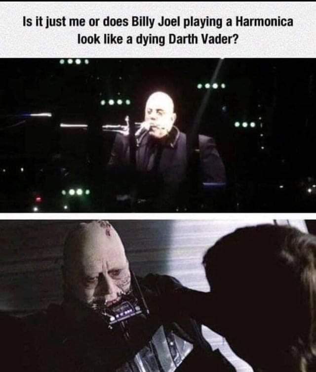 anakin skywalker darth vader - Is it just me or does Billy Joel playing a Harmonica look a dying Darth Vader?