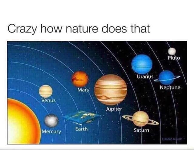random pics -funny how nature does that flat earth - Crazy how nature does that Pluto Uranus Mars Neptune Venus Jupiter Earth Mercury Saturn