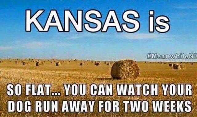 kansas flat meme - Kansas is MeanwhileNC So Flat... You Can Watch Your Dog Run Away For Two Weeks
