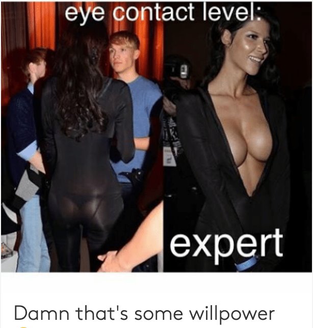 dank shoulder - eye contact level expert Damn that's some willpower