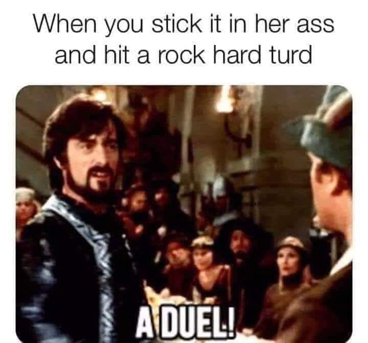 dank Meme - When you stick it in her ass and hit a rock hard turd A Duel!