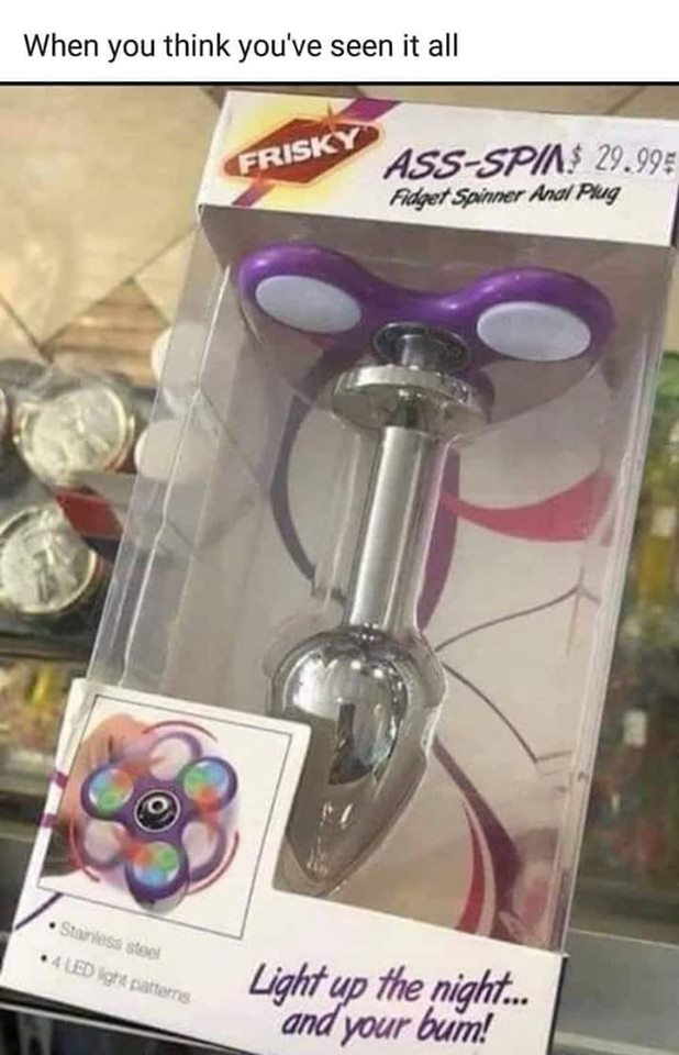 ass spinner - When you think you've seen it all Frisky AssSpi$ 29.995 Fidget Spinner Anal Plug Stanless steel Led igre patterns Light up the night... and your bum!