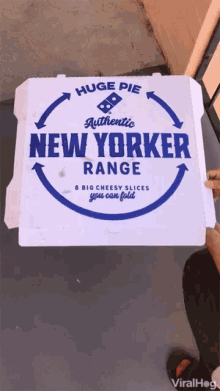 signage - Huge Pie Authentic New Yorker Range # Big Cheesy Slices scar fold ViralHeg