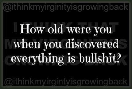 How old were you is when you discovered everything is bullshit?