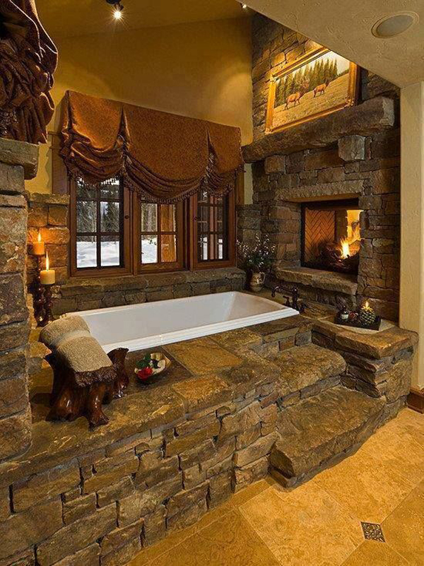 bathroom with fireplace