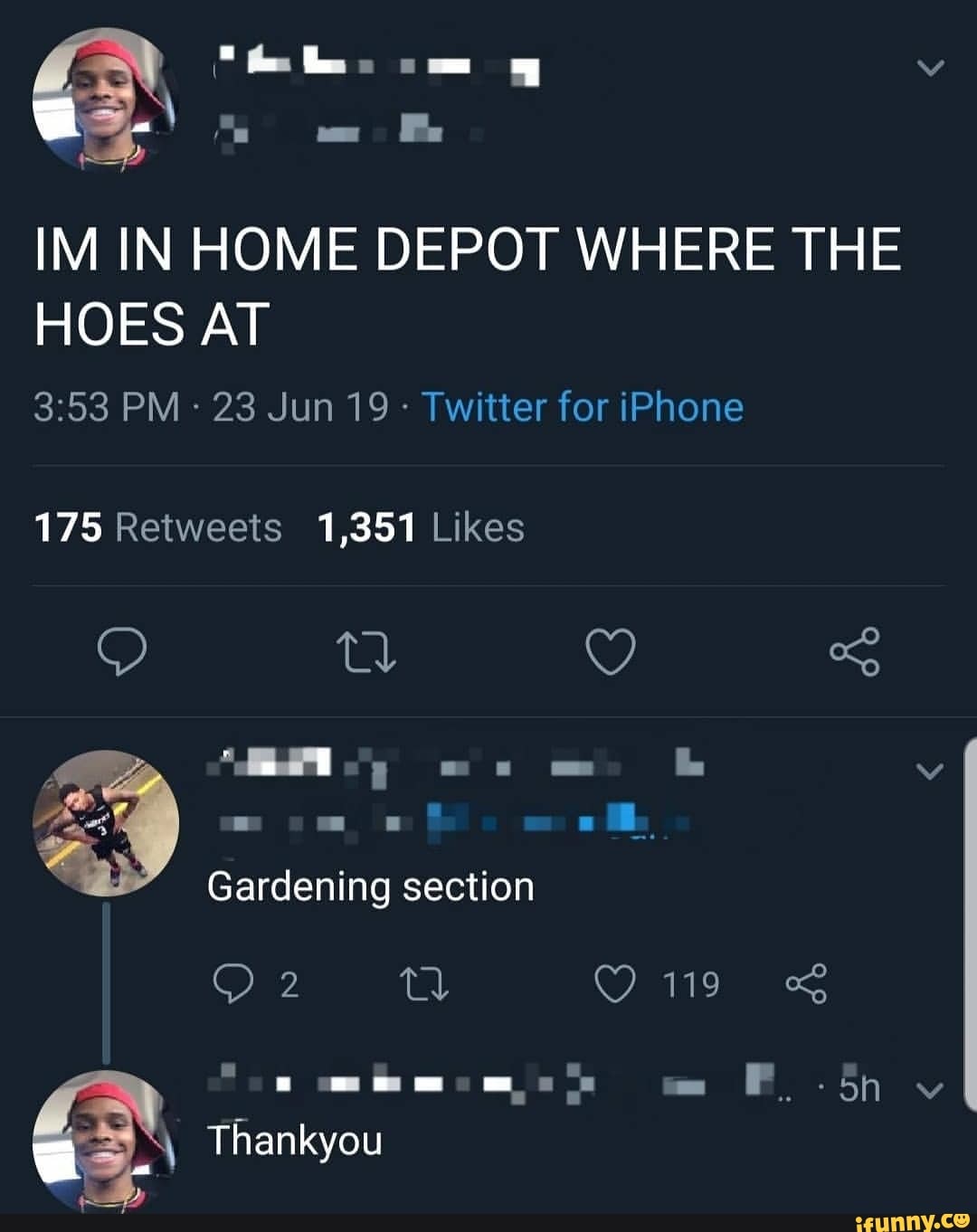 hoes at home depot meme - Im In Home Depot Where The Hoes At 23 Jun 19. Twitter for iPhone 175 1,351 le 22 Gardening section 02 22 L Thankyou o 119 8 E..5h v ifunny.co