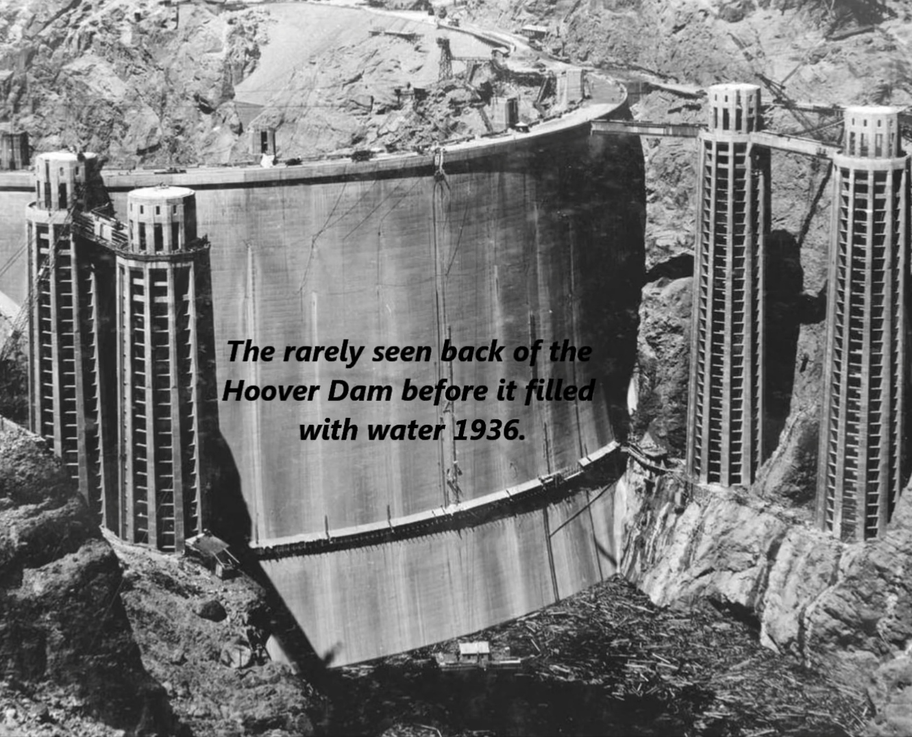 back of the hoover dam - The rarely seen back of the Hoover Dam before it filled with water 1936.