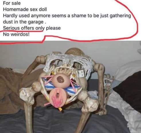 funny sex doll - For sale Homemade sex doll Hardly used anymore seems a shame to be just gathering dust in the garage Serious offers only please No weirdos!