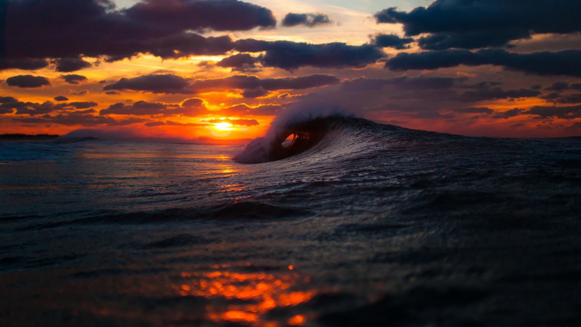 waves sunset