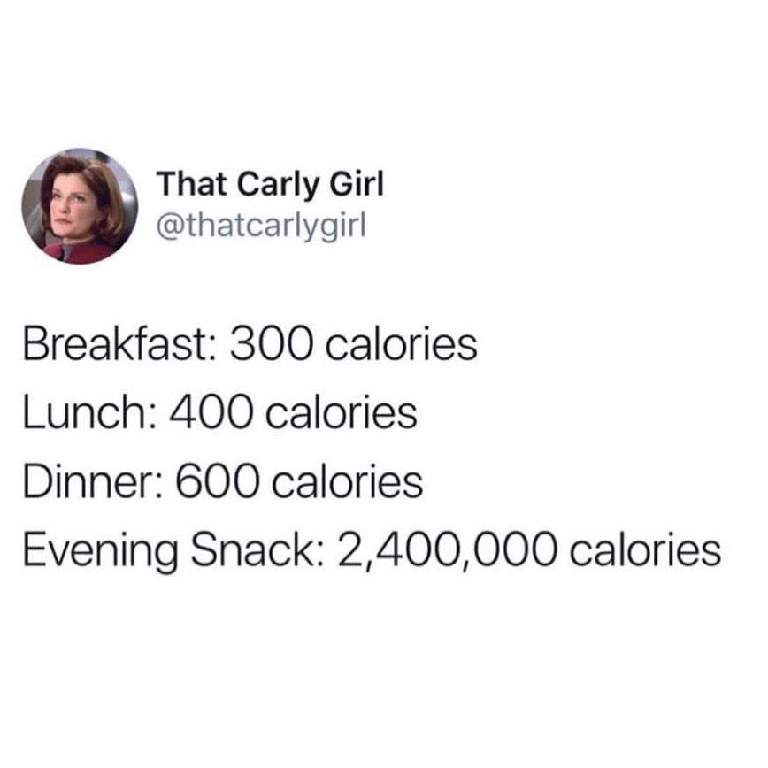 right person will find me in my home - That Carly Girl Breakfast 300 calories Lunch 400 calories Dinner 600 calories Evening Snack 2,400,000 calories