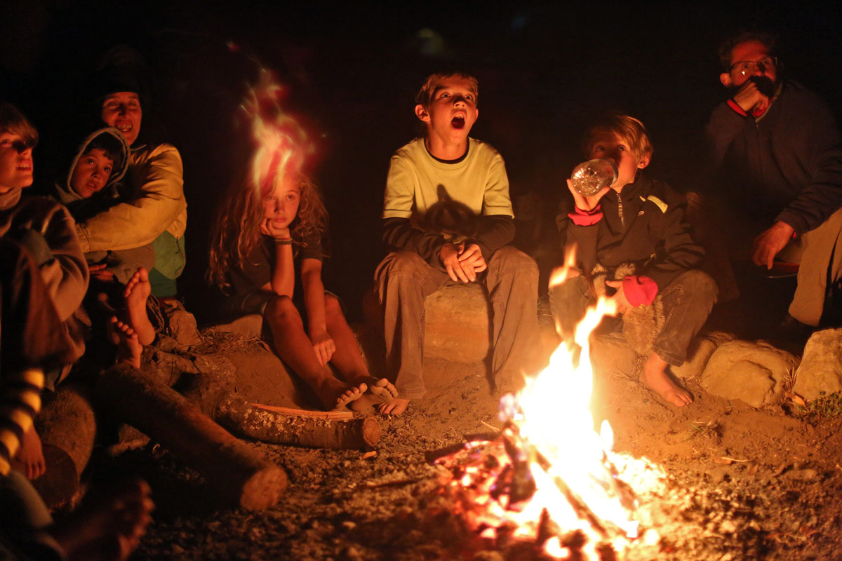 kids camp fire