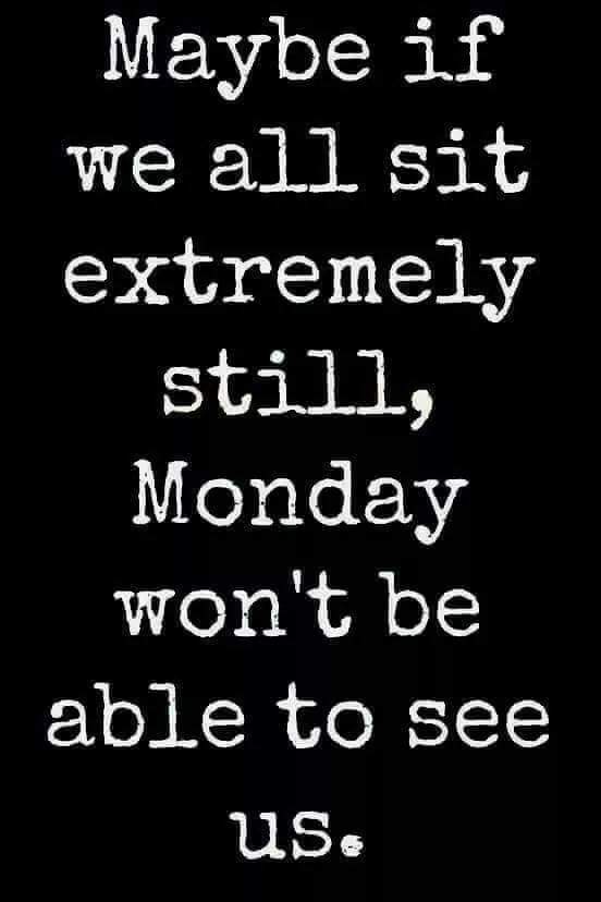funny sunday monday memes - Maybe if we all sit extremely still, Monday won't be able to see Us