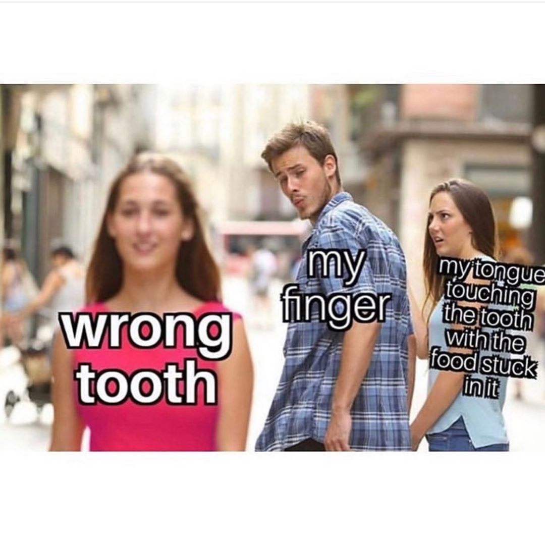 bisexual wife meme - finger wrong tooth mytongue touching the tooth with the food stuck in it