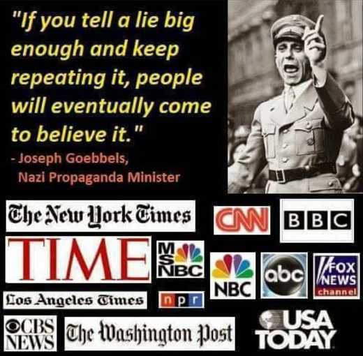 washington post is fake news - Au "If you tell a lie big enough and keep repeating it, people will eventually come to believe it." Joseph Goebbels, Nazi Propaganda Minister The New Jork Times Cm Bbc Time Cabo Ken Nbc Nbc Los Angeles Times nori Ifox News c