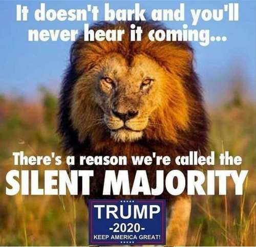 silent majority lion - It doesn't bark and you'll never hear it coming... There's a reason we're called the Silent Majority Trump 2020 Keep America Great!
