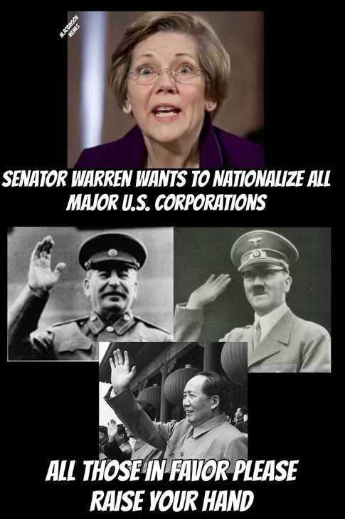 big tech meme - Senator Warren Wants To Nationalize All Major U.S. Corporations All Those In Favor Please Raise Your Hand