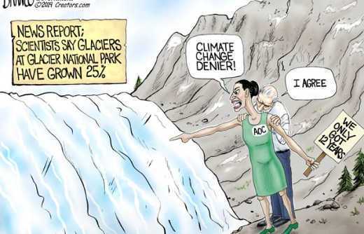 climate change political cartoon 2019 - Divi 2014 Creators.com News Report Scientists Say Glaciers At Glacier National Park Have Grown 25% Climate Change Denier! I Agree Raad Aoc