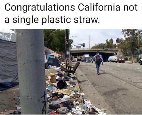los angeles homeless - Congratulations California not a single plastic straw.