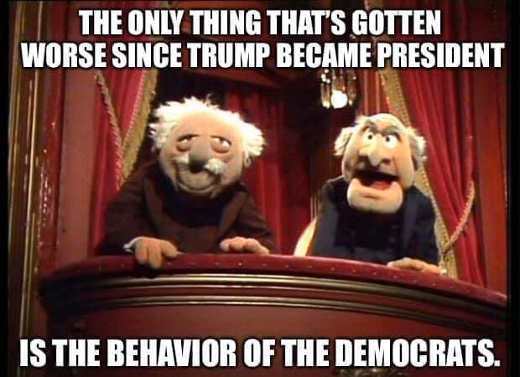 statler and waldorf - The Only Thing That'S Gotten Worse Since Trump Became President Is The Behavior Of The Democrats.